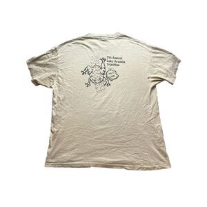 VTG Lake Arcadia Triathlon Shirt Adult Extra Large Khaki‎ Single Stitch Frog 90s